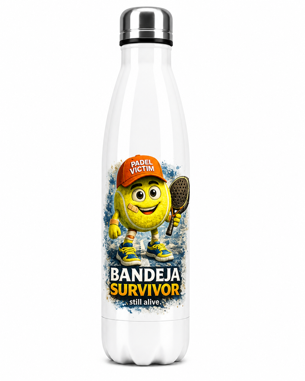 Bouteille sport Padel Victim - "Golden Point, Bandeja Survivor"  500 ml Aluminium Blanc