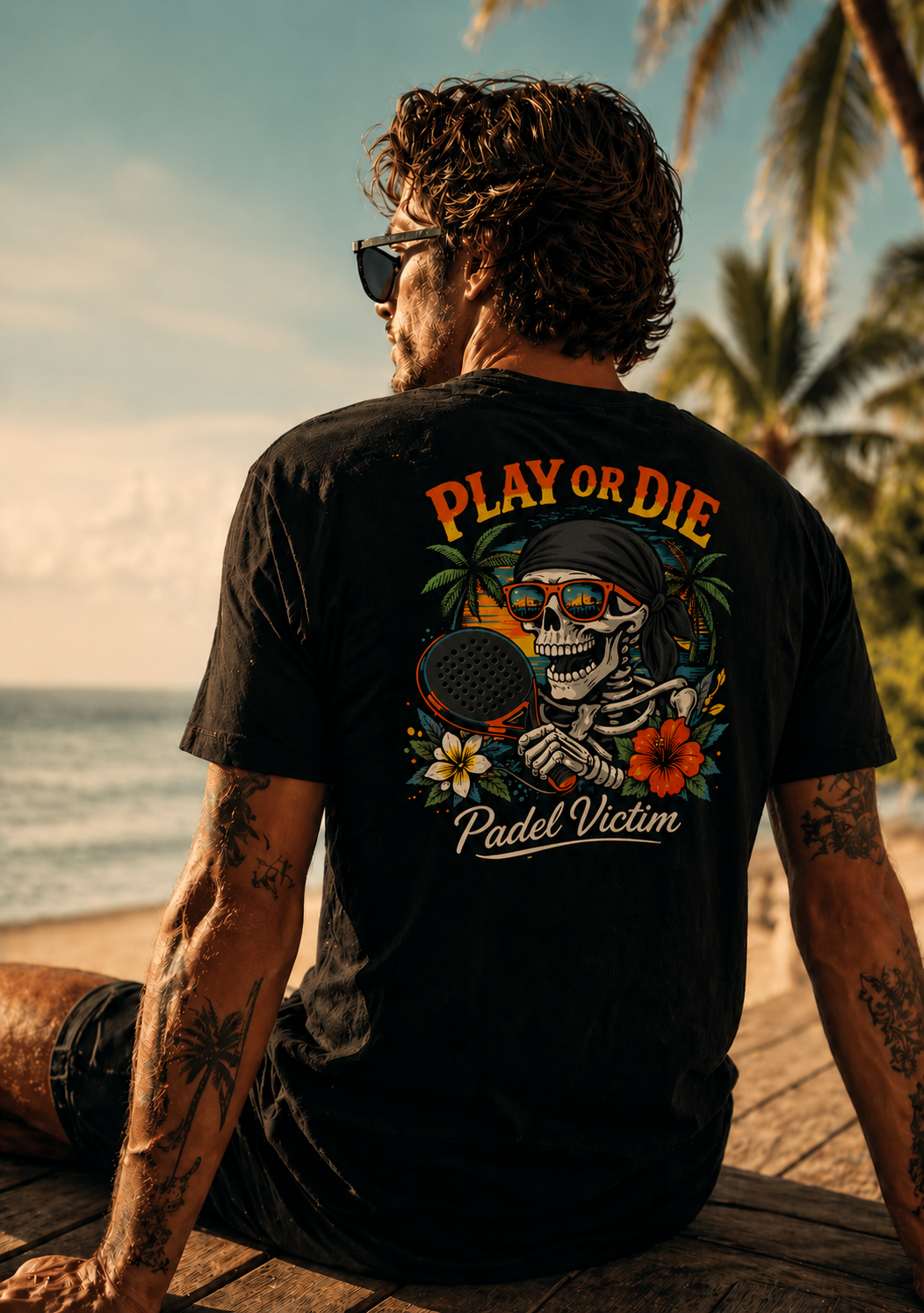 T-Shirt Padel Victim "Play or Die" Coton premium