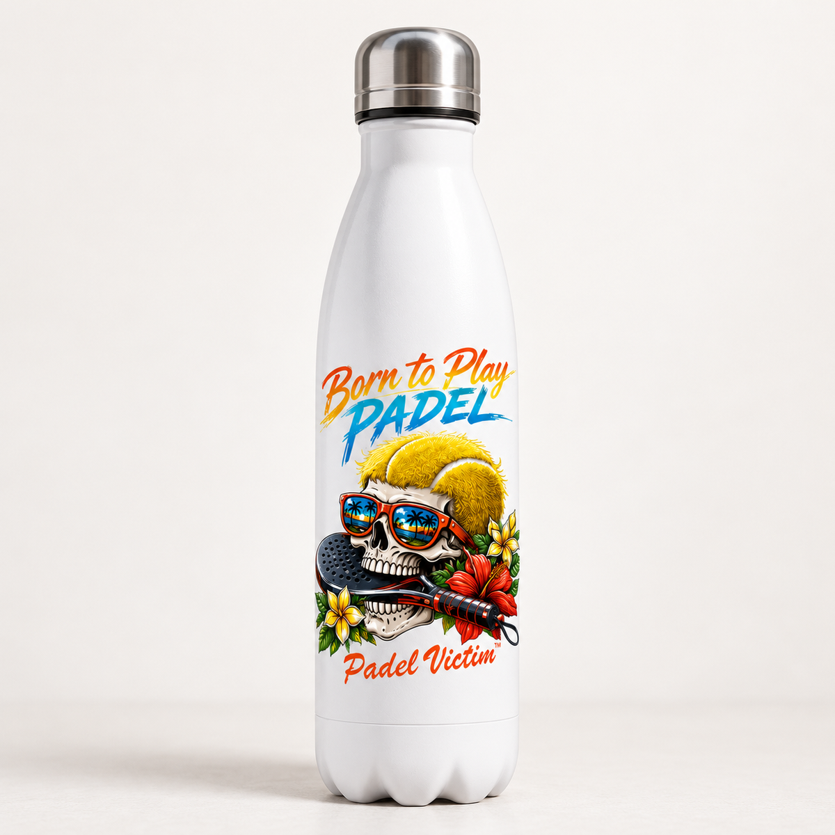 Simulation studio : bouteille blanche 500 ml Born to Play Padel, Padel Victim.
