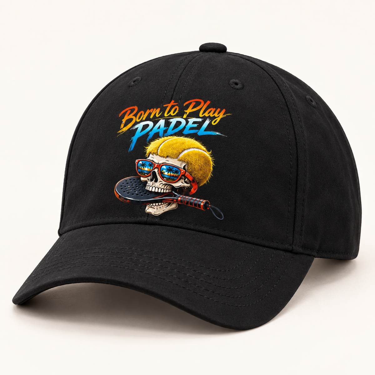 Simulation studio : casquette noire microfibre Born to Play Padel, Padel Victim.
